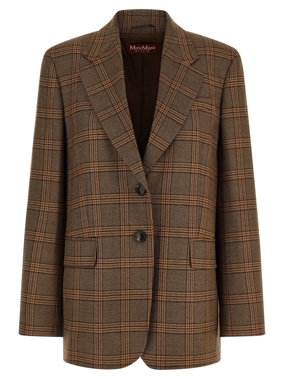 Max Mara Studio Brown MstAlca Wool Check Blazer