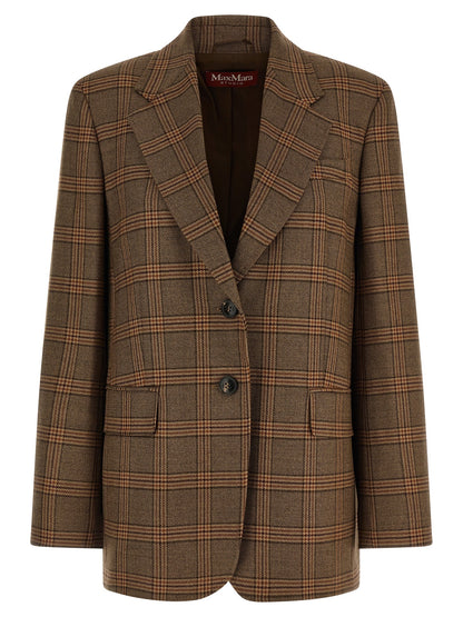 Max Mara Studio Brown MstAlca Wool Check Blazer