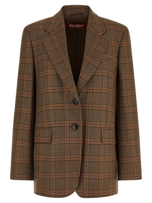 Max Mara Studio Brown MstAlca Wool Check Blazer