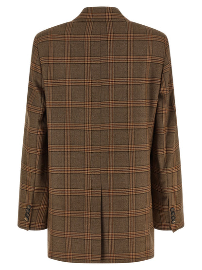 Max Mara Studio Brown MstAlca Wool Check Blazer