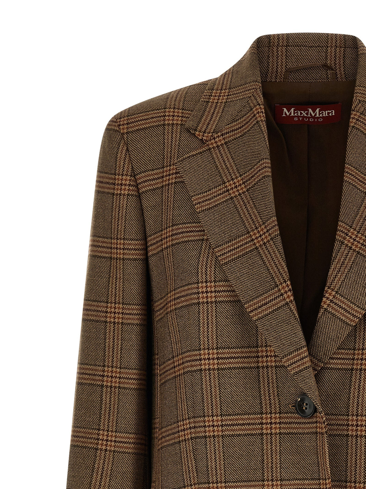 Max Mara Studio Brown MstAlca Wool Check Blazer