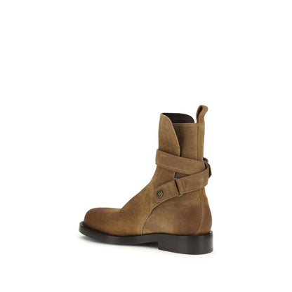 Burberry Brown Calfskin Lace-Up Ankle Boots