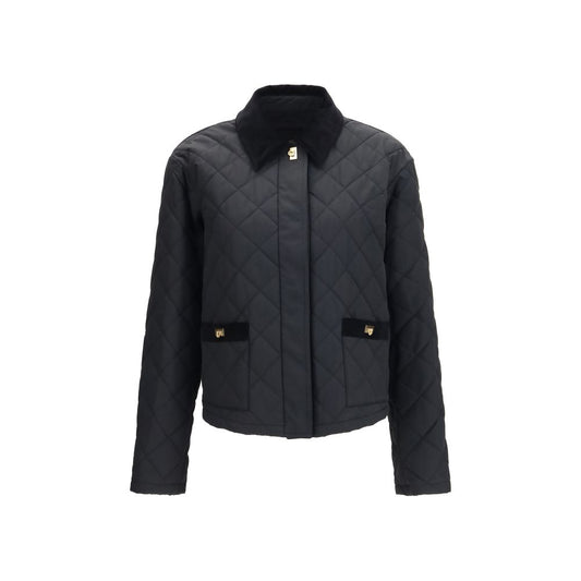 Ferragamo Black Padded Jacket with Gancini Buckles
