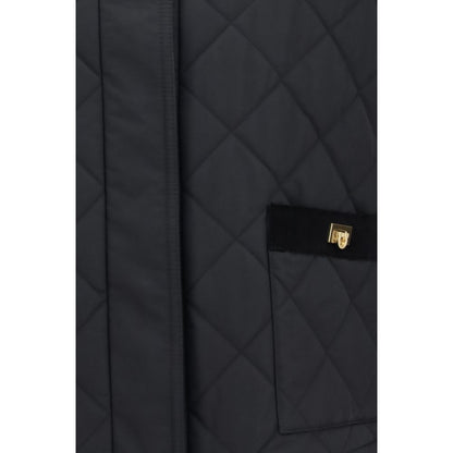 Ferragamo Black Padded Jacket with Gancini Buckles