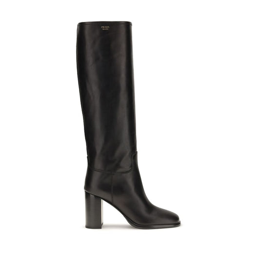 Prada Black Calfskin Knee-High Boots