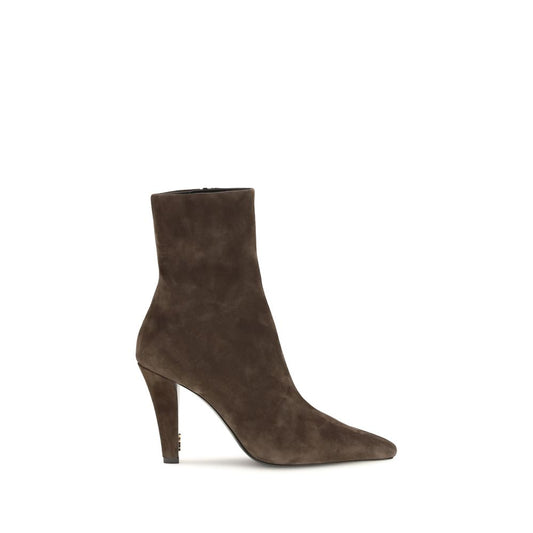 Saint Laurent Jill Land Brown Suede Calfskin Ankle Boots