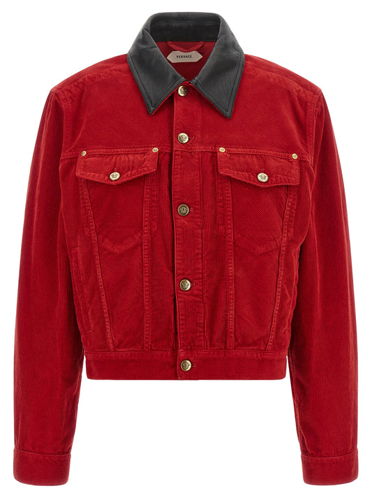 Versace Red Cotton Velvet Jacket