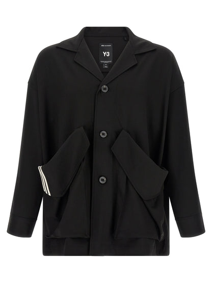 Y-3 Black Chore Wool-Blend Blazer
