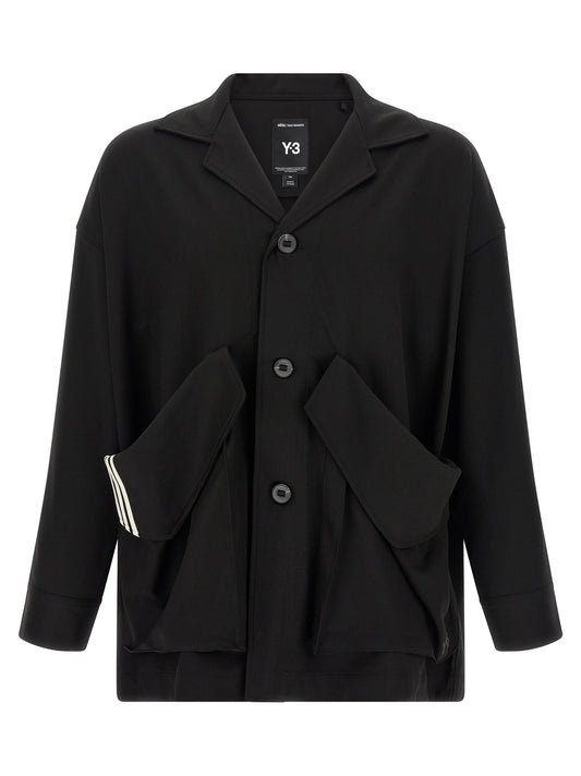 Y-3 Black Chore Wool-Blend Blazer