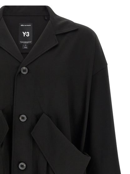 Y-3 Black Chore Wool-Blend Blazer