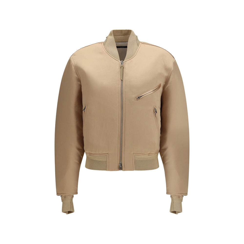 Tom Ford Gold Satin Aviator Bomber Jacket