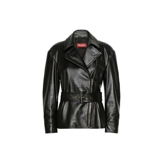Max Mara Black Semi-Glossy Nappa Leather Jacket