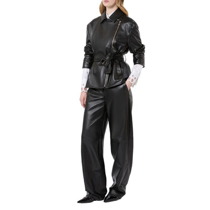 Max Mara Black Semi-Glossy Nappa Leather Jacket