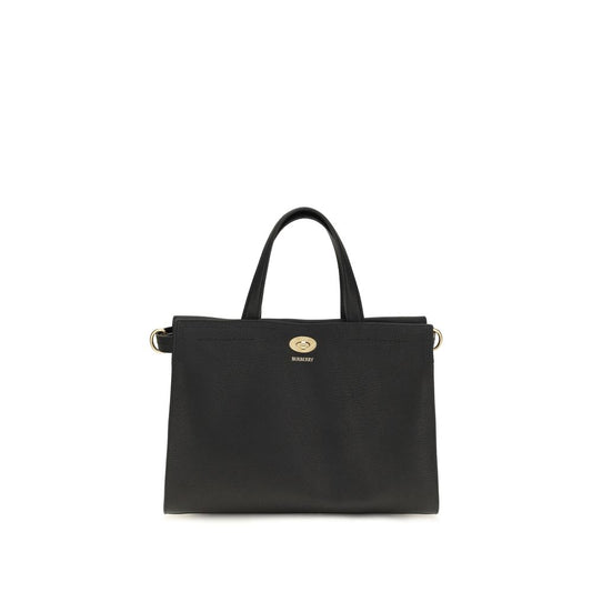 Burberry Small Cotswolds Check Black Leather Tote Bag