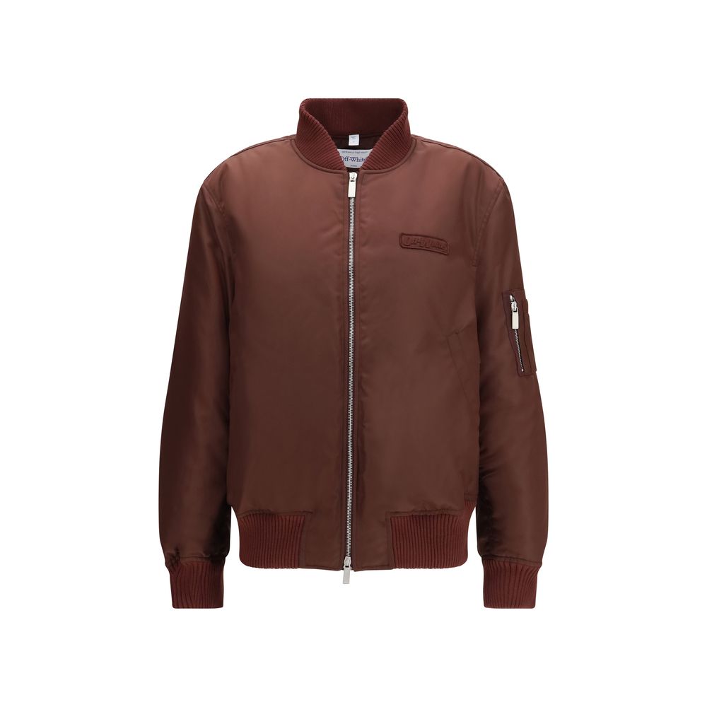 Off-White Bordeaux Embroidered Logo Nylon Bomber Jacket