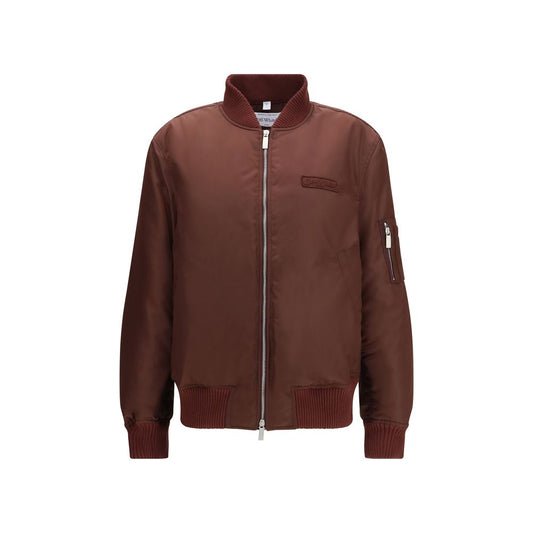 Off-White Bordeaux Embroidered Logo Nylon Bomber Jacket