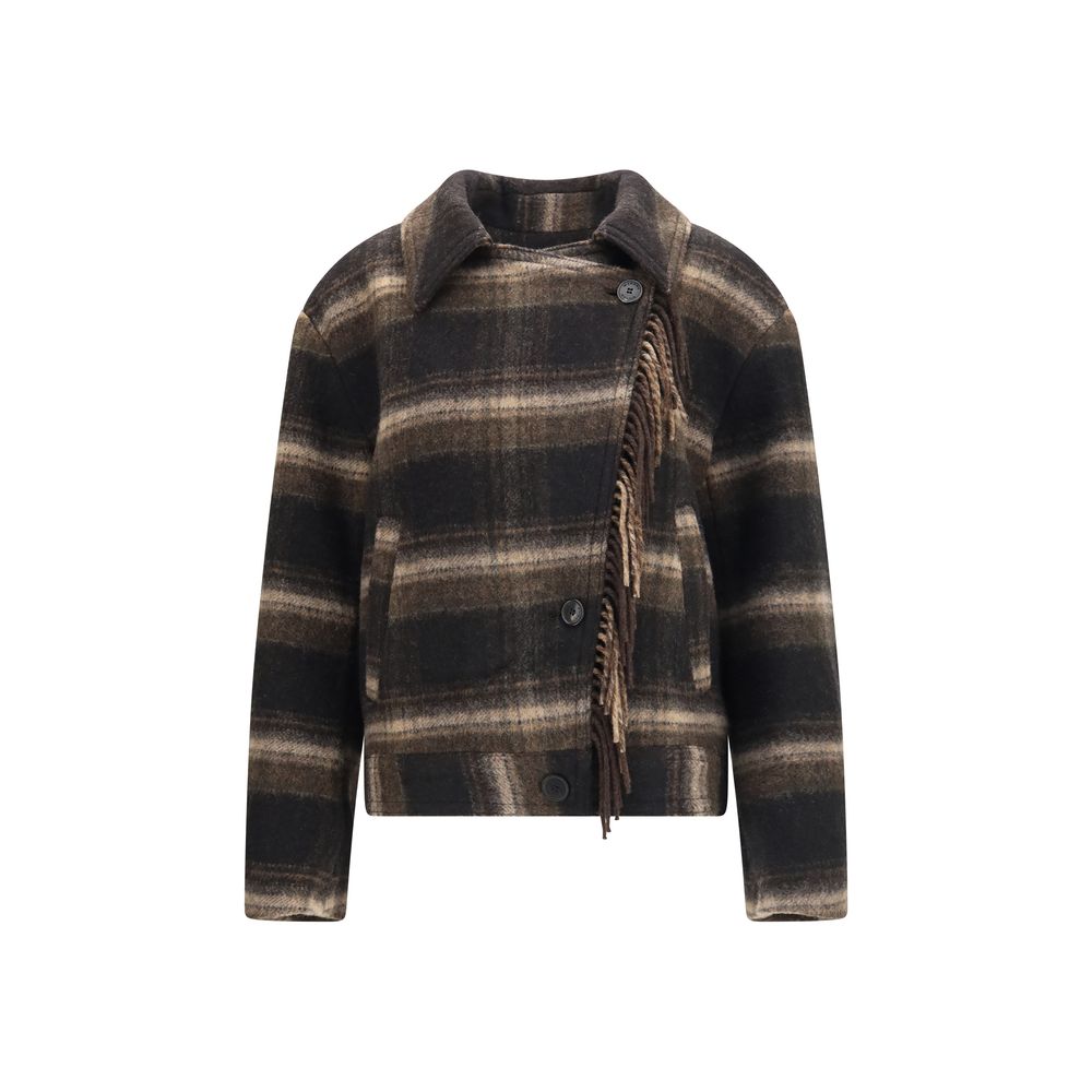 Isabel Marant Étoile Galeane Black Checked Wool-Blend Short Coat