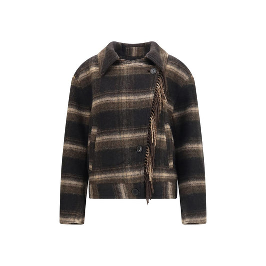 Isabel Marant Étoile Galeane Black Checked Wool-Blend Short Coat
