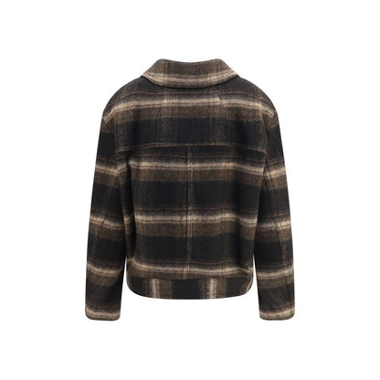 Isabel Marant Étoile Galeane Black Checked Wool-Blend Short Coat