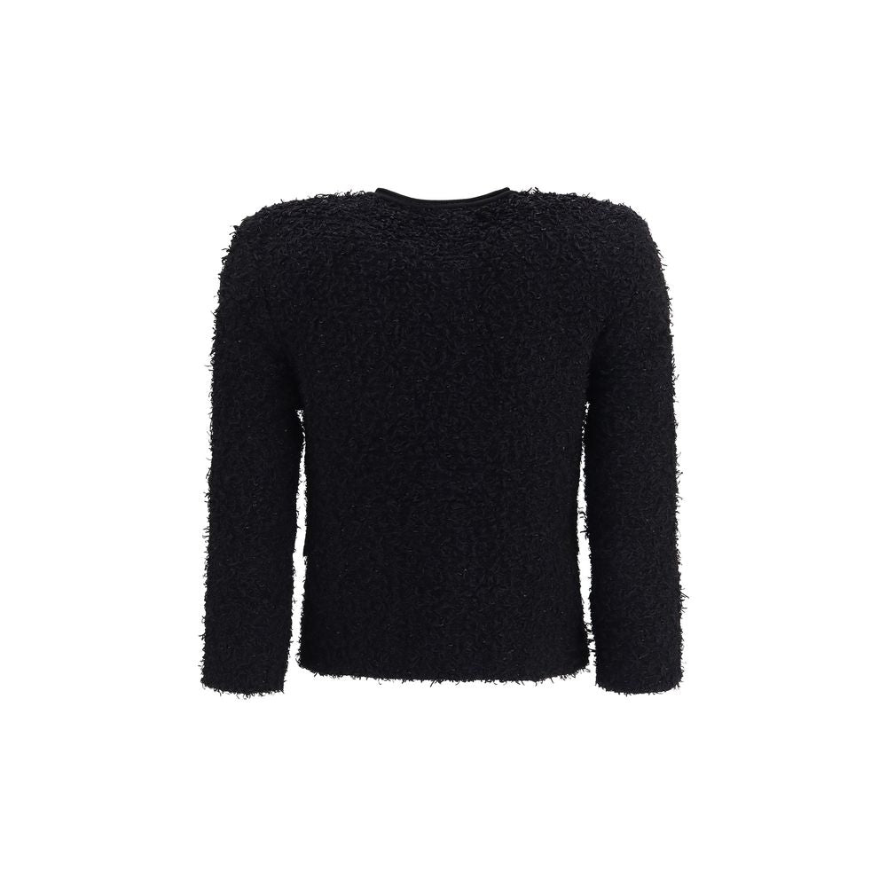 Balmain Black Metallic Tweed Cropped Jacket