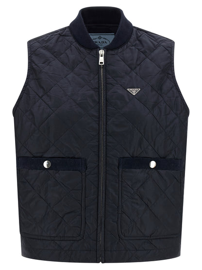 Prada Blue Diamond-Quilted Re-Nylon Vest