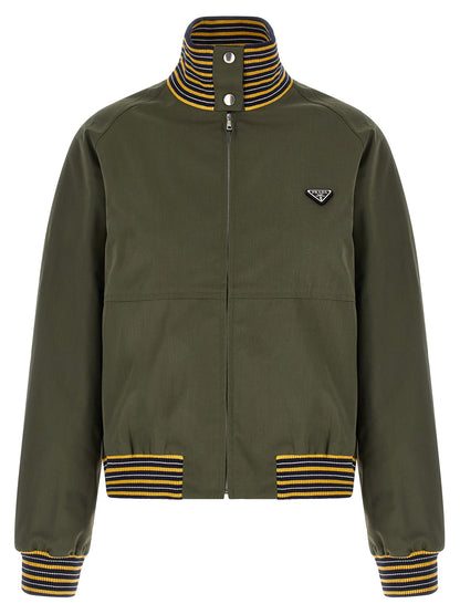 Prada Bicolor Poplin Bomber Jacket
