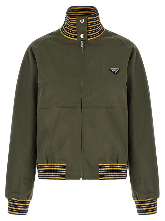 Prada Bicolor Poplin Bomber Jacket