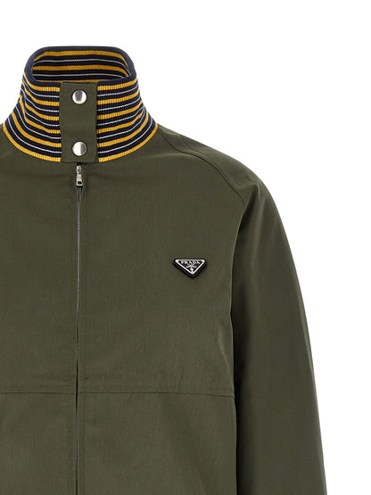 Prada Bicolor Poplin Bomber Jacket