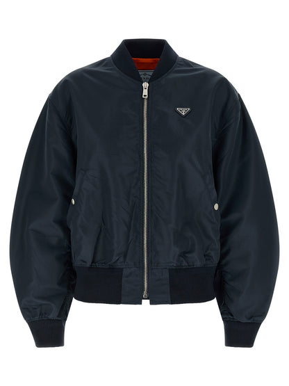 Prada Blue Nylon Twill Bomber Jacket