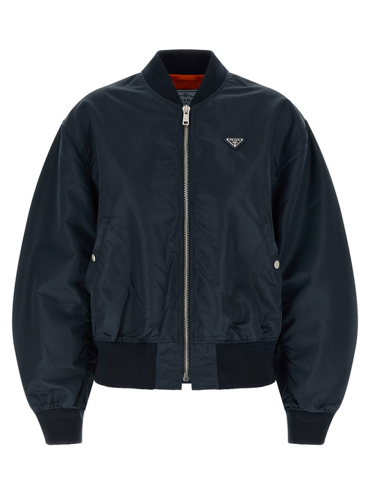 Prada Blue Nylon Twill Bomber Jacket