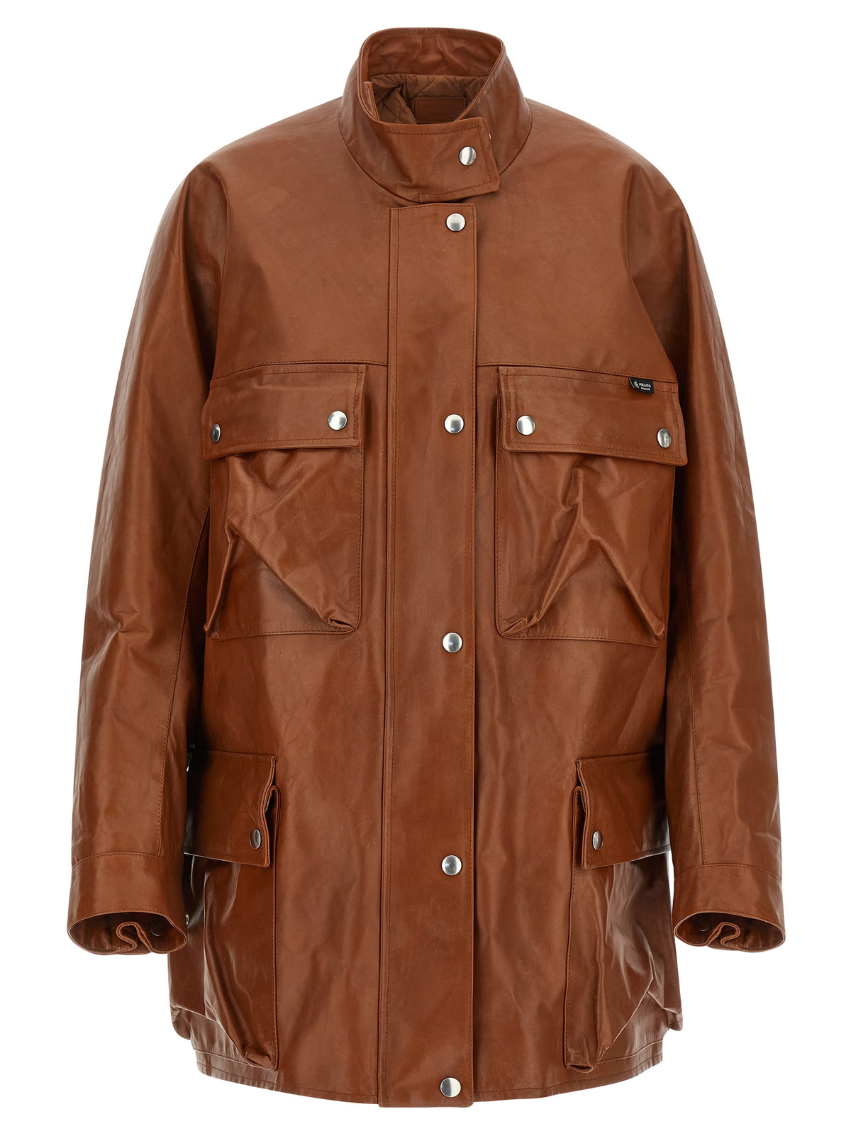 Prada Brown Antique Leather Caban Jacket