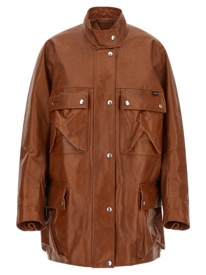 Prada Brown Antique Leather Caban Jacket