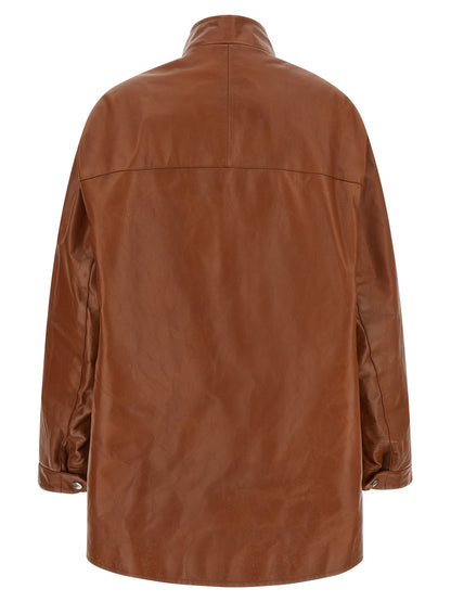 Prada Brown Antique Leather Caban Jacket