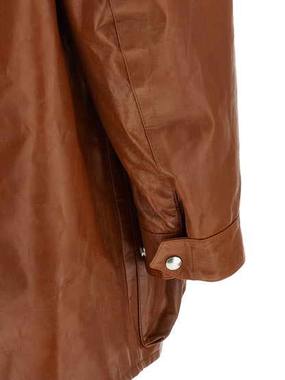 Prada Brown Antique Leather Caban Jacket