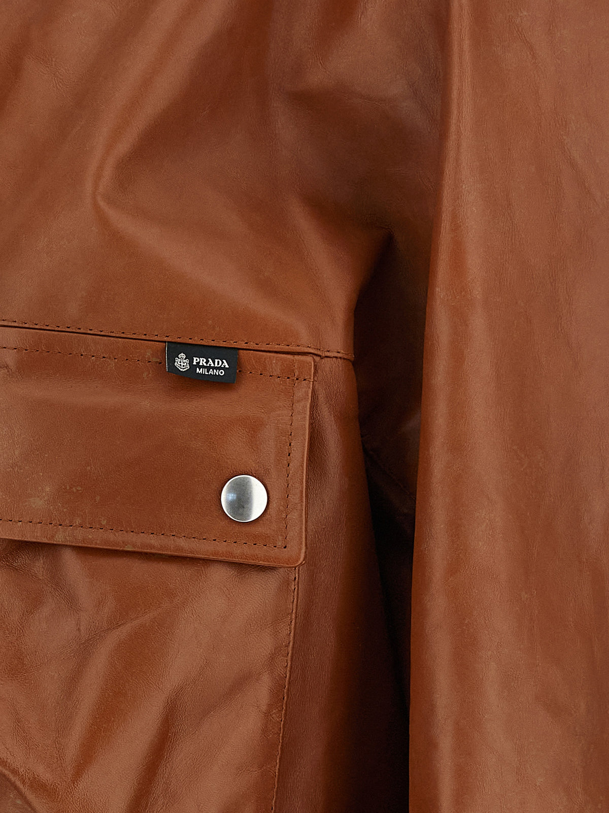 Prada Brown Antique Leather Caban Jacket