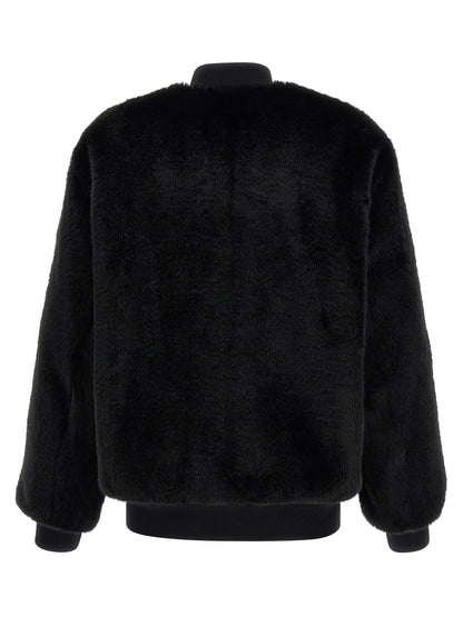 Prada Black Reversible Re-Nylon Faux Fur Bomber Jacket