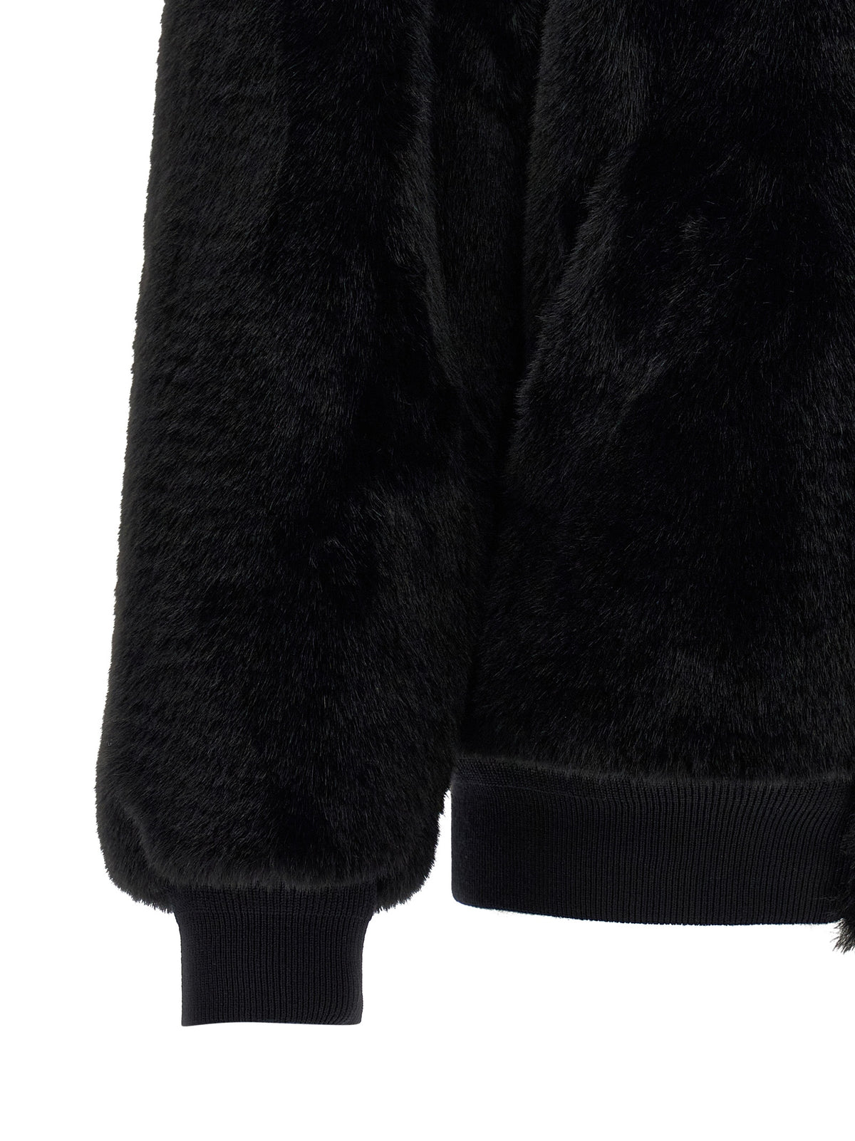 Prada Black Reversible Re-Nylon Faux Fur Bomber Jacket