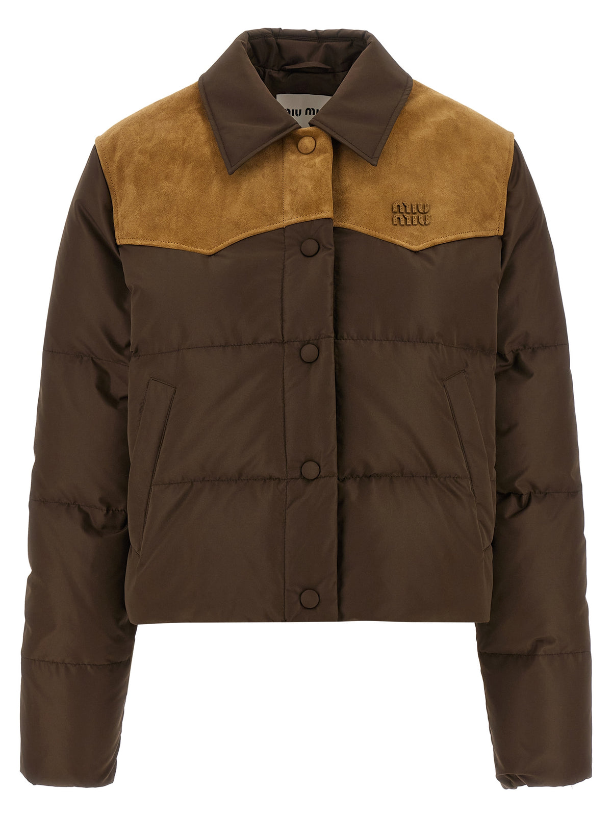 Miu Miu Brown Quilted Goose-Feather Padded Pongé Jacket