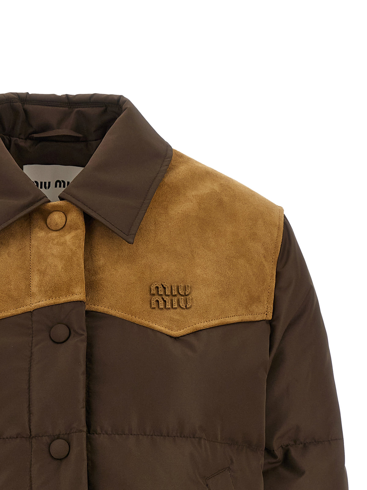 Miu Miu Brown Quilted Goose-Feather Padded Pongé Jacket