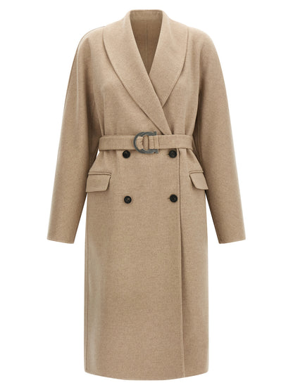 Ferragamo Chateau Beige Virgin Wool Double-Breasted Coat