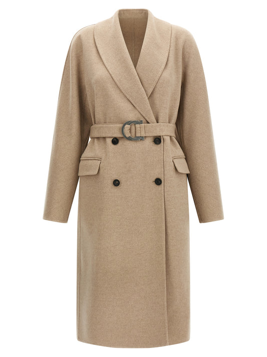 Ferragamo Chateau Beige Virgin Wool Double-Breasted Coat
