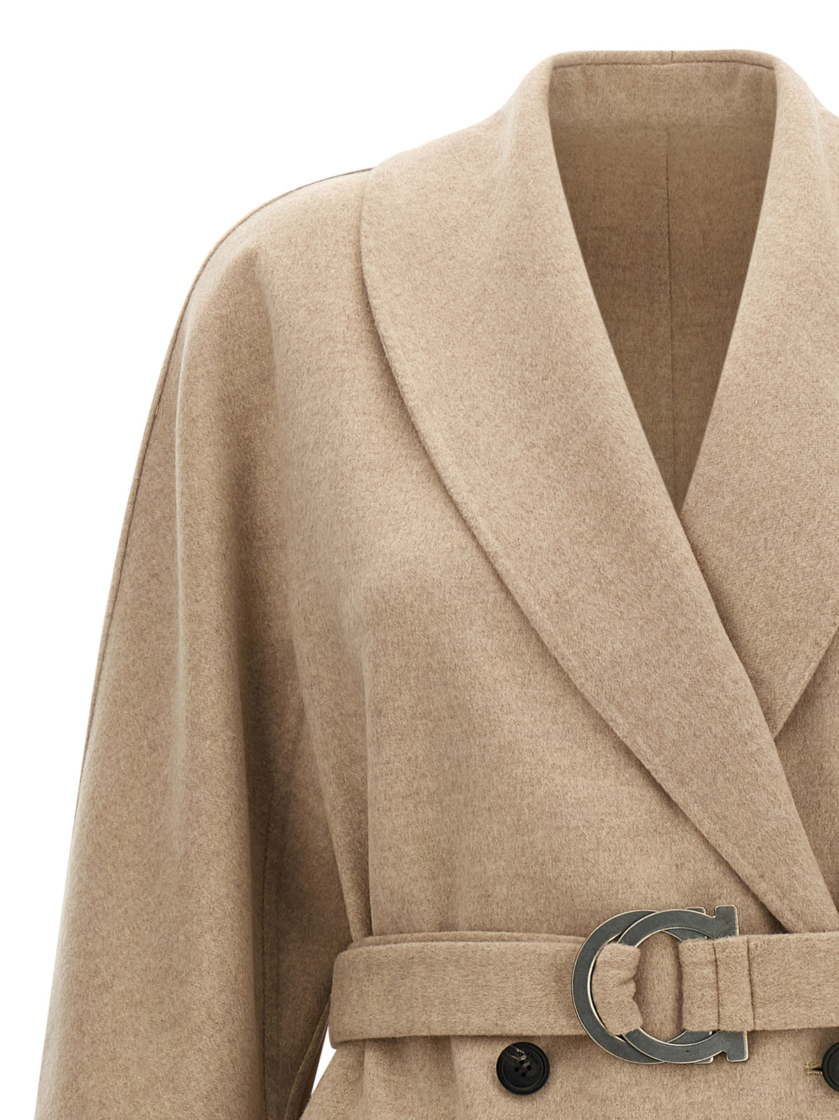 Ferragamo Chateau Beige Virgin Wool Double-Breasted Coat