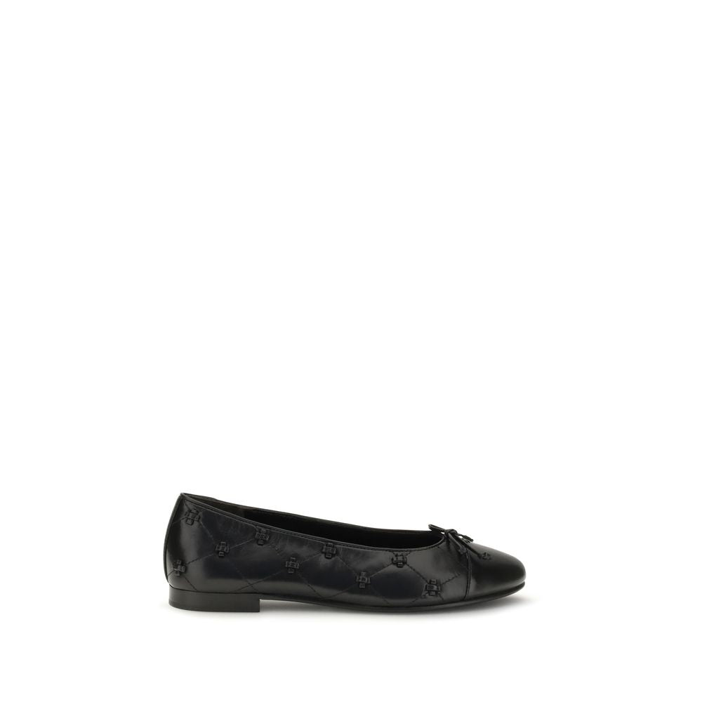 Tory Burch Bunny Knot Black Leather Ballet Flats