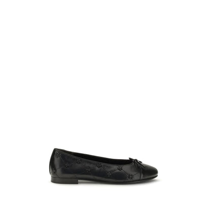 Tory Burch Bunny Knot Black Leather Ballet Flats