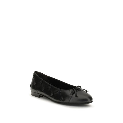 Tory Burch Bunny Knot Black Leather Ballet Flats