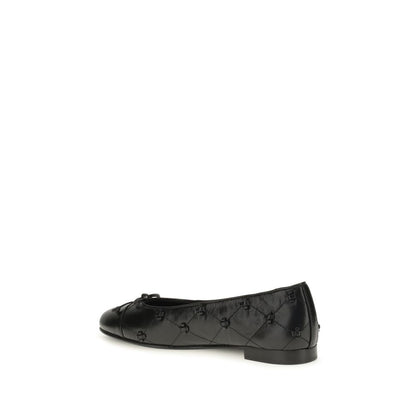 Tory Burch Bunny Knot Black Leather Ballet Flats