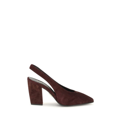 Prada Bordeaux Suede Slingback Pumps