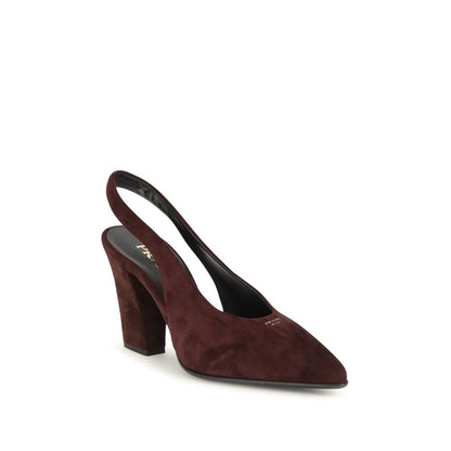 Prada Bordeaux Suede Slingback Pumps