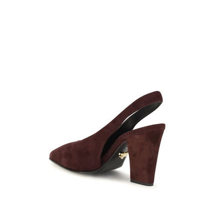 Prada Bordeaux Suede Slingback Pumps