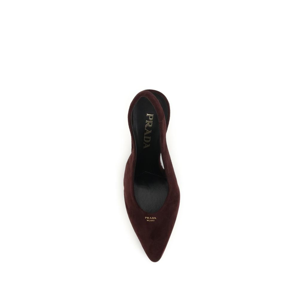 Prada Bordeaux Suede Slingback Pumps